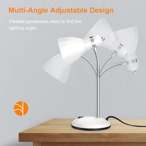 LEPOWER Metal Desk Lamp, Adjustable Goose Neck Table Lamp, Eye-Caring Study Desk Lamps for Bedroom, Study Room and Office (White) - Image 4