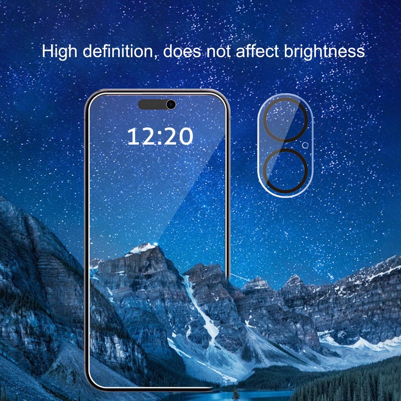 Ailun 3 Pack Privacy Screen Protector for iPhone 16 [6.1 inch] + 3 Pack Camera Lens Protector, Anti Spy Private Tempered Glass Film, Case Friendly, [9H Hardness][Not for iPhone 16e/16Pro/Plus/ProMax] - Image 3