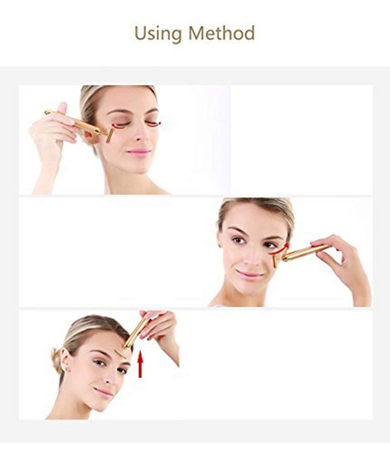DANGSHAN Beauty Bar 24k Golden Pulse Facial Massager, T-Shape Electric Sign Face Massage Tools for Sensitive Skin Face Pull Tight Firming Lift - Image 3