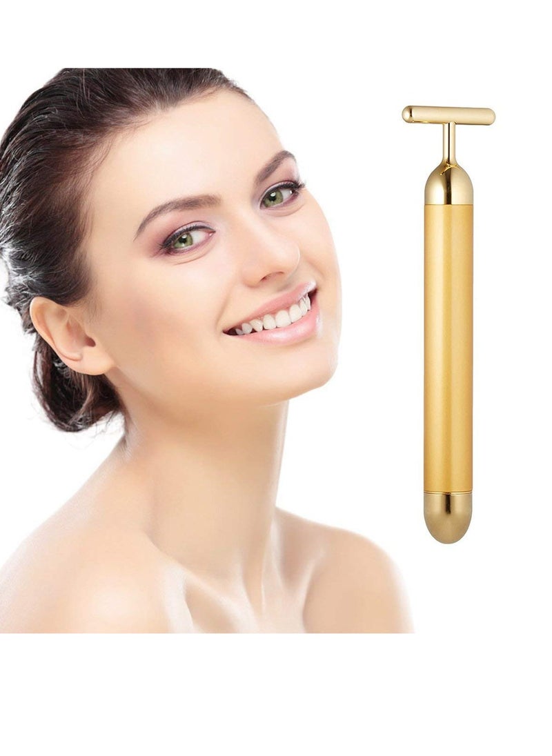 DANGSHAN Beauty Bar 24k Golden Pulse Facial Massager, T-Shape Electric Sign Face Massage Tools for Sensitive Skin Face Pull Tight Firming Lift  - Image 1