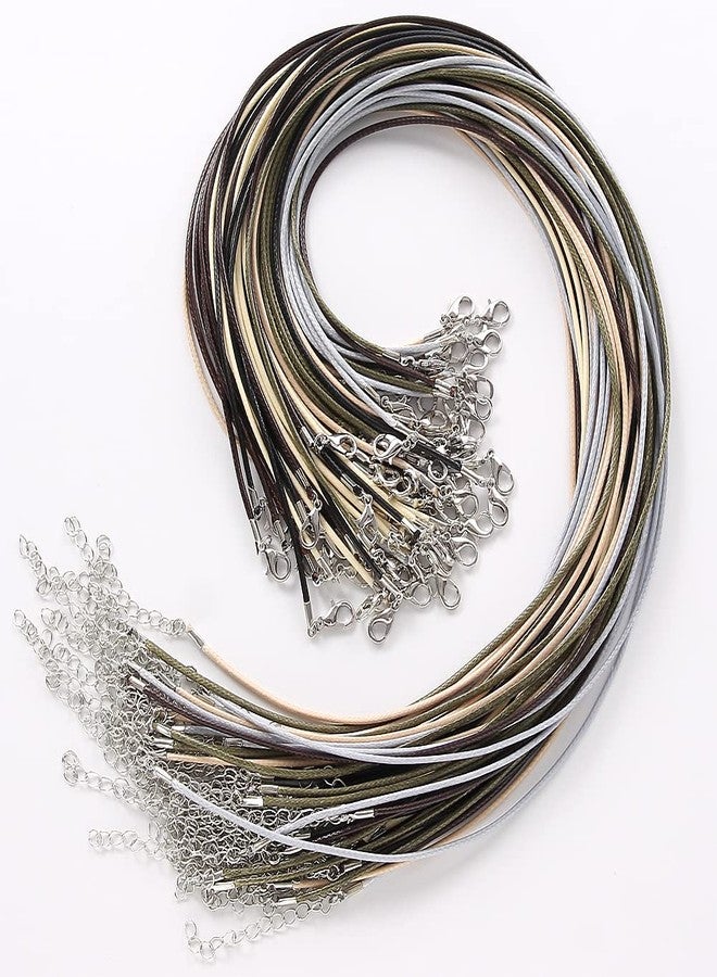 Coeufuedy 60pcs Waxed Necklace Cord Bulk for DIY Bracelet Pendants,Necklace Rope with Clip for Jewelry Making,Necklace Making Supplies,Multicolor(18 Inches and Thickness 1.5mm) - Image 2