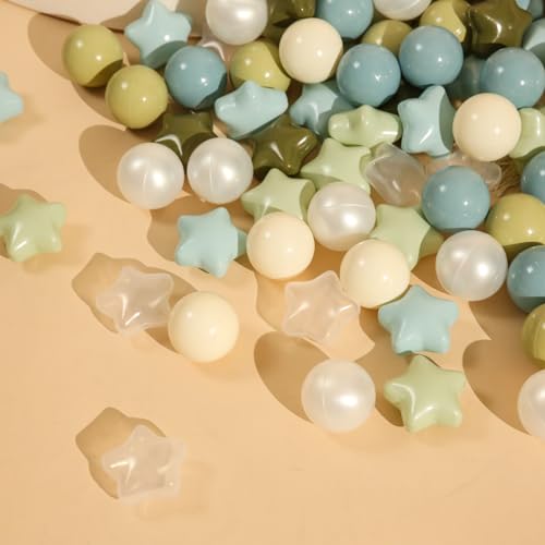 TRENDPLAY Star Ball Pit Balls 50 for Toddlers Ball Pit Ball Shapes for Boys Girls Fun Birthday Party Christmas Decoration Cream Colors PinkPearl White - Image 1