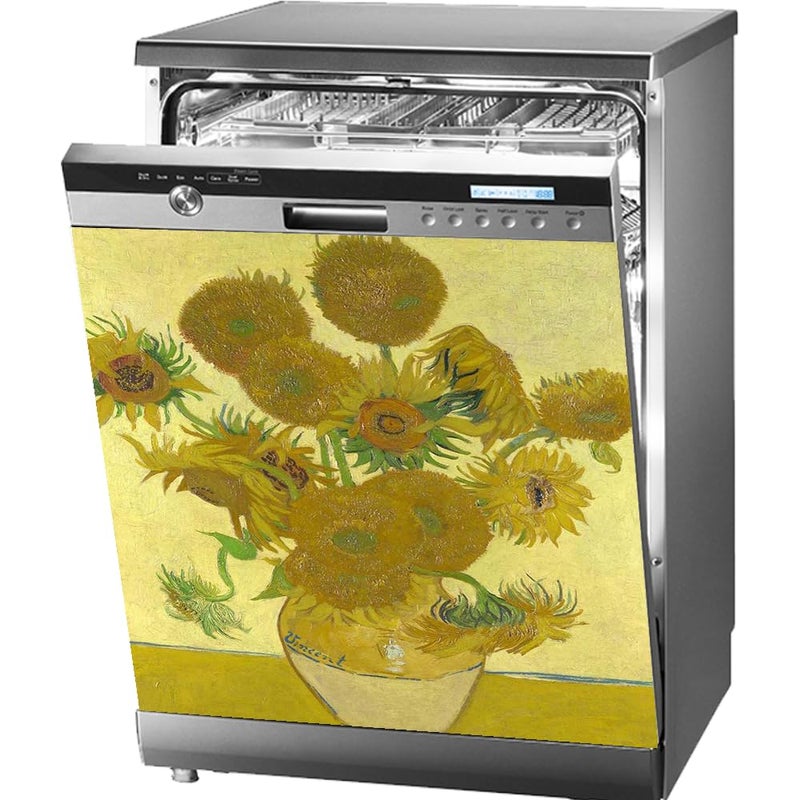 APPLIANCE ART Van Gogh Sunflower Magnetic Dishwasher Cover Reusable Decal for Front Panel Decorative Dishwasher Magnet Cover Famous Paintings Decor 235 x 26 