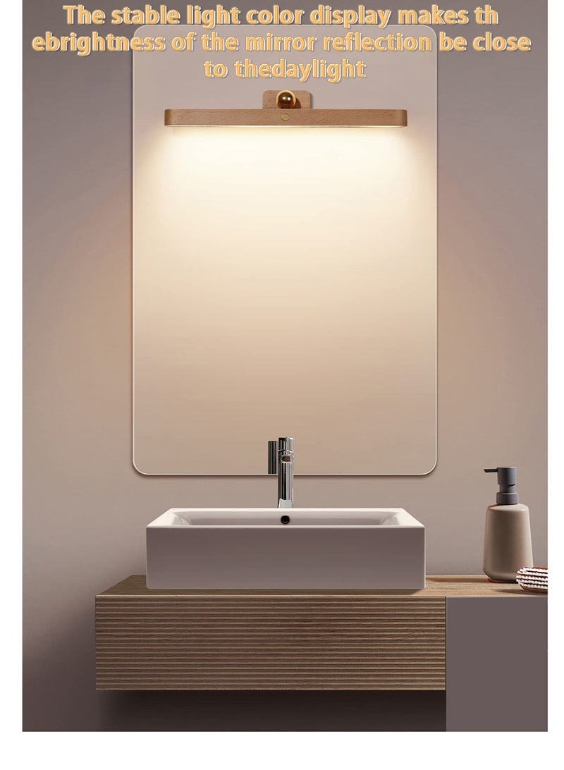 KASTWAVE Led Wooden Wall Lamp, 360° Rotatable Magnetic Light Battery Operated Wall Lights USB Rechargeable Dimmable Led Night Light for Reading Light, Makeup Light and Household Lighting - Image 3