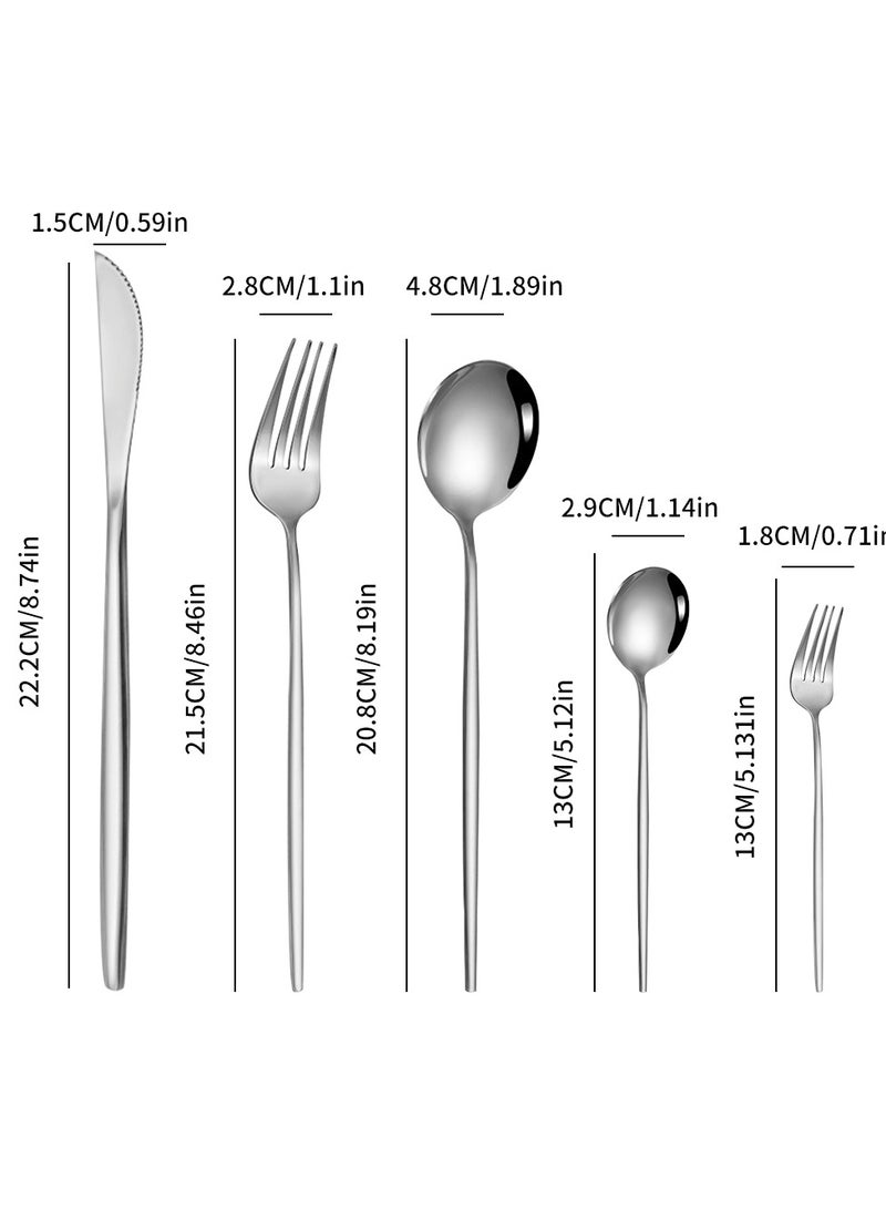 NiceArt [30 piece set of high-end stainless steel tableware] - Silver elegant choice for home and hospitality - Image 2