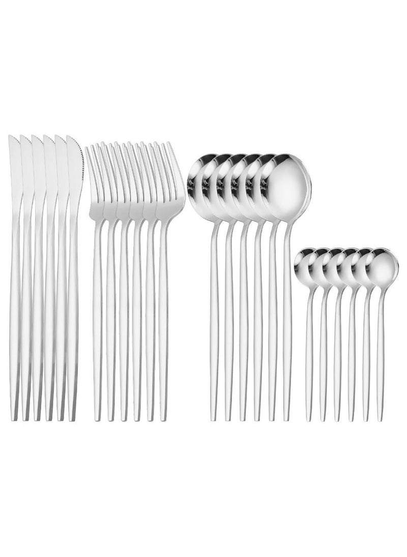NiceArt [30 piece set of high-end stainless steel tableware] - Silver elegant choice for home and hospitality - Image 1