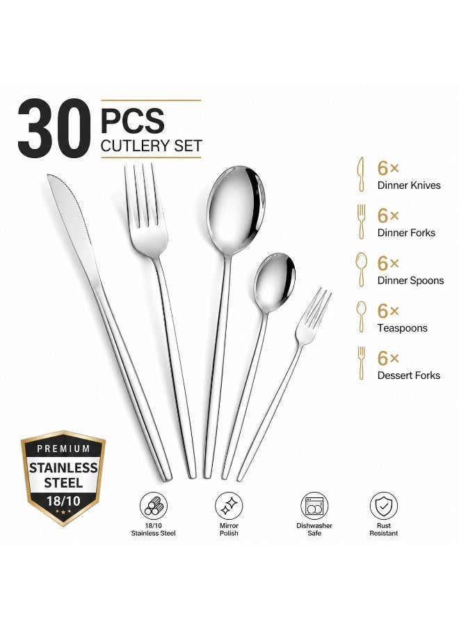 NiceArt [30 piece set of high-end stainless steel tableware] - Silver elegant choice for home and hospitality - Image 1