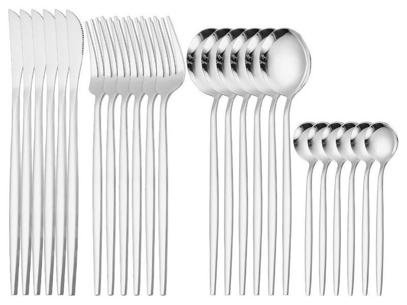 NiceArt [30 piece set of high-end stainless steel tableware] - Silver elegant choice for home and hospitality - Image 2