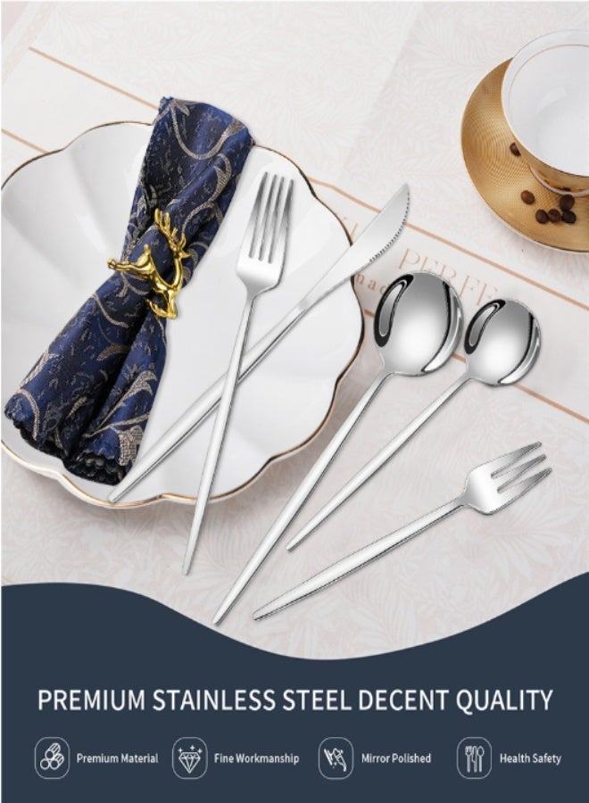 NiceArt [30 piece set of high-end stainless steel tableware] - Silver elegant choice for home and hospitality - Image 4