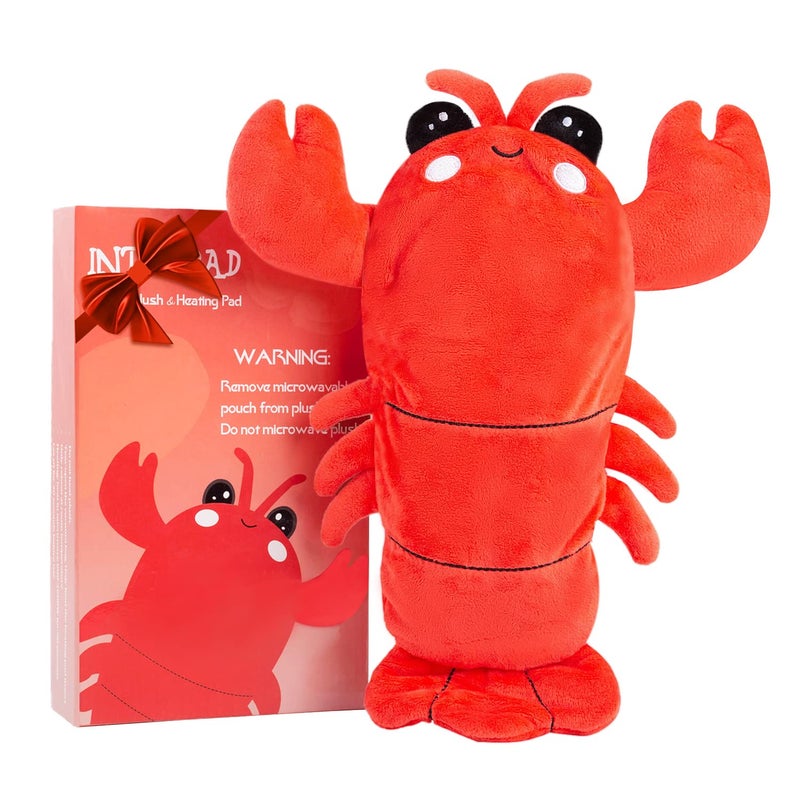 Microwavable Heating Pad for Period Cramps Cuddly Warming Pillow Cute Lobster Plush Stuffed Animal Menstrual Heating Pad for Girls Unique Valentines Day Funny Gifts for Girlfriend Daughter Mom