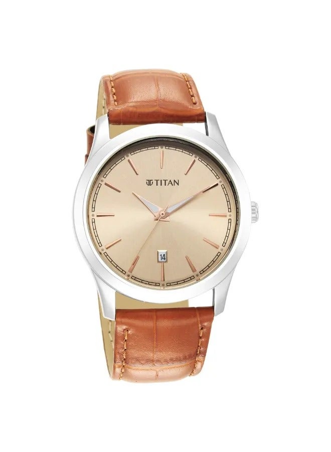 TITAN Men's Analog Round Shape Leather Wrist Watch - 1823SL04 - 47.3 Mm - Image 1