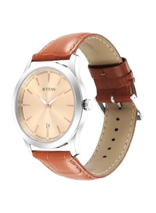 TITAN Men's Analog Round Shape Leather Wrist Watch - 1823SL04 - 47.3 Mm - Image 3