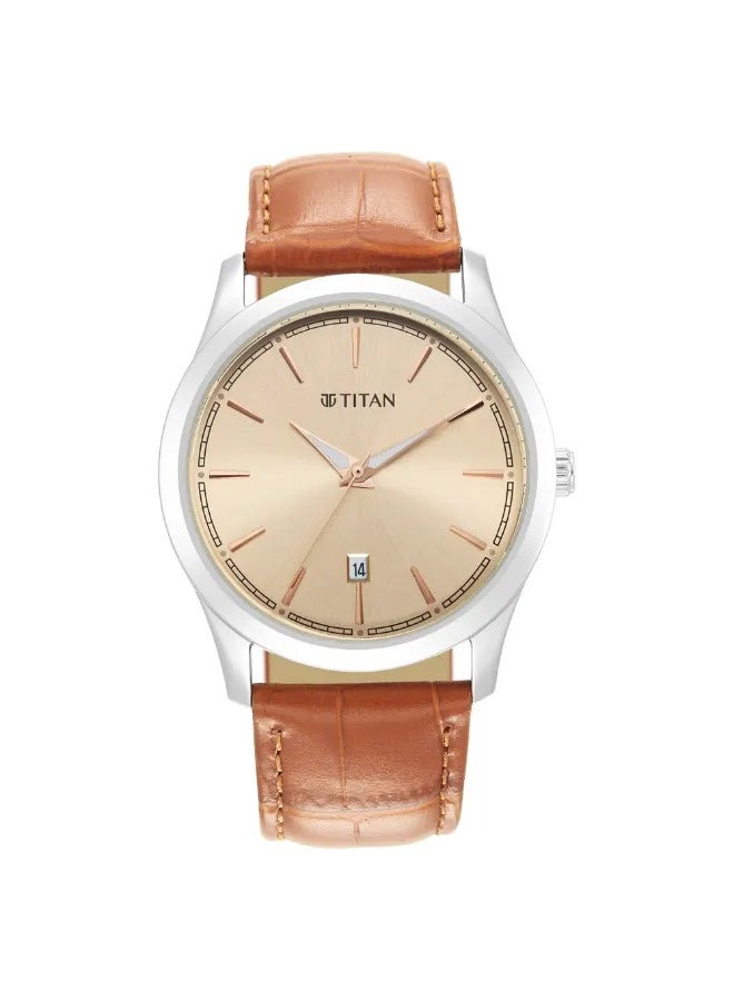 TITAN Men's Analog Round Shape Leather Wrist Watch - 1823SL04 - 47.3 Mm - Image 2