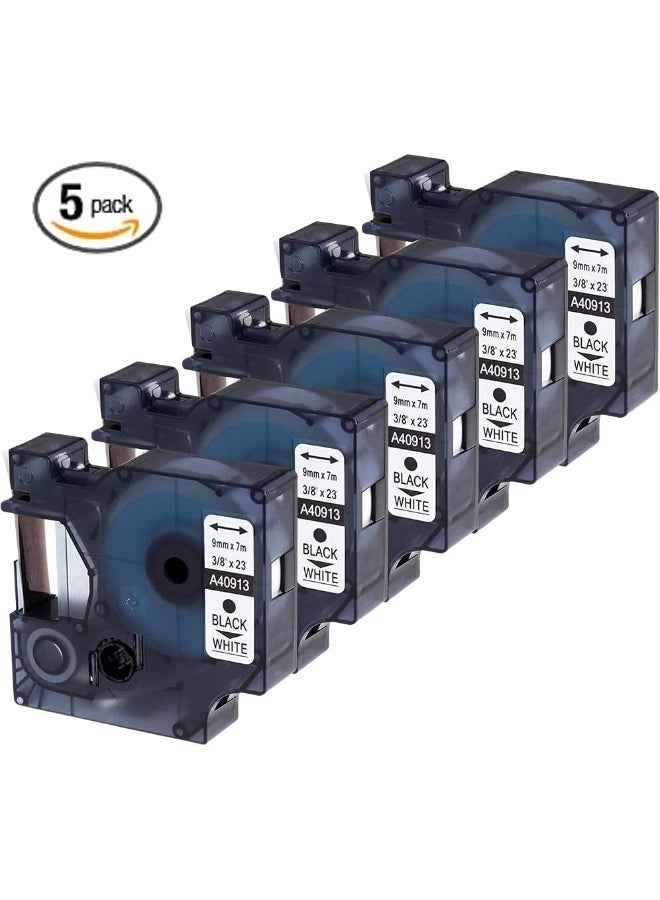 Royal Apex 5-Pack Replace Dymo D1 Label Tape Black On White 9Mm X 7M - Image 2