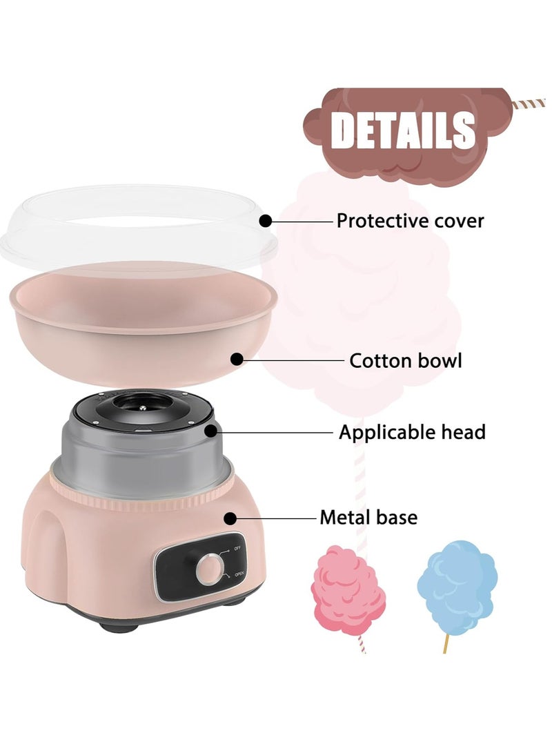 آلة صنع حلوى القطن للأطفال، صانعة حلوى القطن للمنزل كهدية عيد ميلاد مع 10 أعواد ومغرفة واحدة (وردي) - Image 2