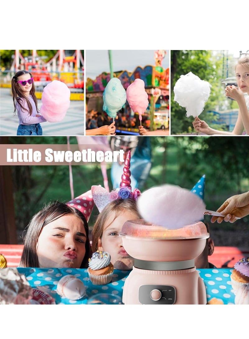 آلة صنع حلوى القطن للأطفال، صانعة حلوى القطن للمنزل كهدية عيد ميلاد مع 10 أعواد ومغرفة واحدة (وردي) - Image 3