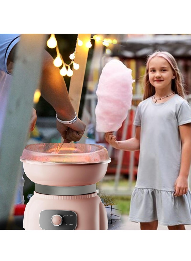 آلة صنع حلوى القطن للأطفال، صانعة حلوى القطن للمنزل كهدية عيد ميلاد مع 10 أعواد ومغرفة واحدة (وردي) - Image 4