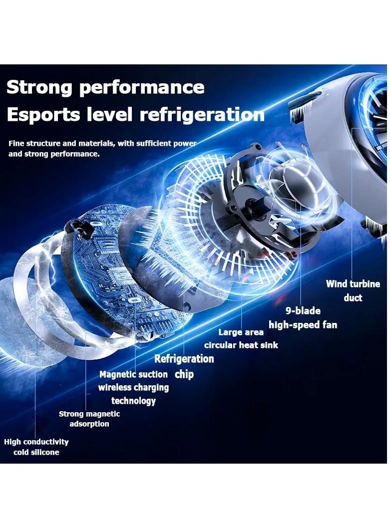 Mobile Phone Cooler with 15W Magsafe Wireless Charger Semiconductor Heatsink Cell Phone Cooling Fan Gaming Semiconductor Cooling - Image 3