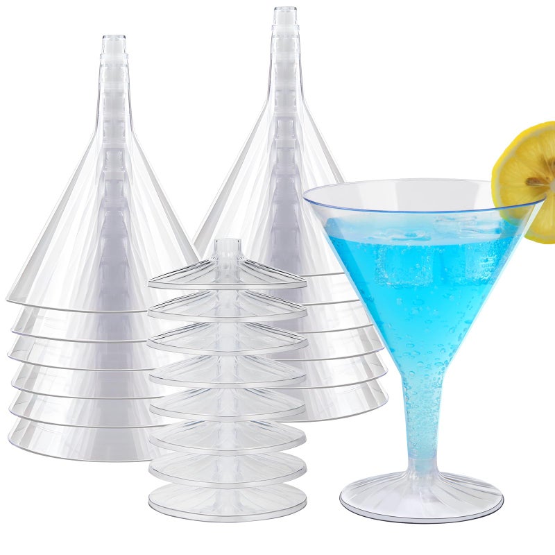 Belinlen 30 Count 7oz Clear Hard Plastic Martini Glasses Disposable Cocktail Glasses Plastic Dessert Cups for Martini Margarita Cocktail Dessert Party