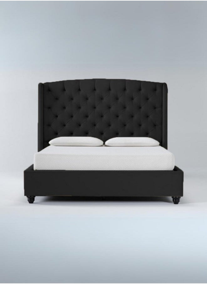 Bed and Mattress Zone Ottoman Tufted Upholstered Bed 200x200 Super King Size Black Color 