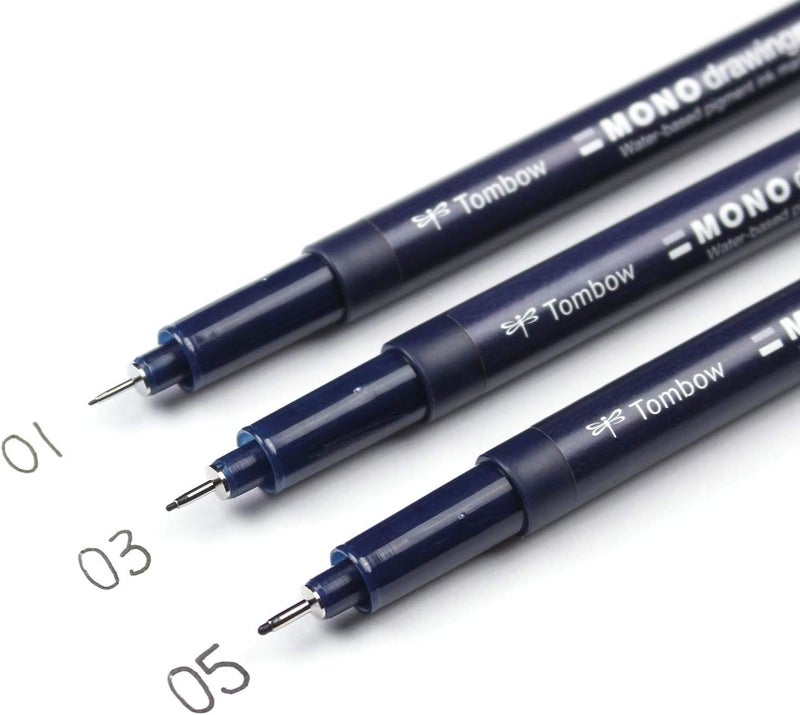 Tombow Tombow 66403 MONO Drawing Pen 3Pack Create Precise Detailed Drawings with Three Tip Sizes  01 03 and 05  - Image 3
