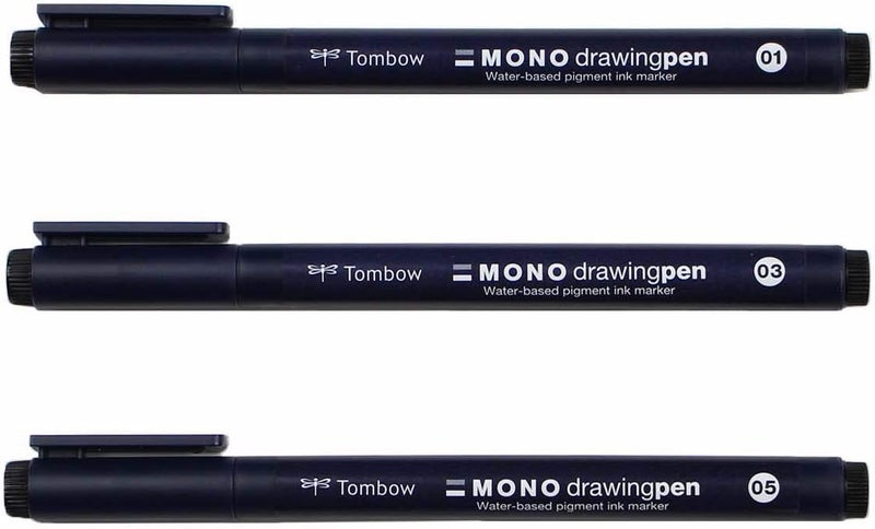 Tombow Tombow 66403 MONO Drawing Pen 3Pack Create Precise Detailed Drawings with Three Tip Sizes  01 03 and 05  - Image 2
