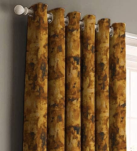 Casableu Eden Polyester Eyelets (Steel) Blackout Curtains with Tie Back, Bedroom Living Room (Pack of 2) (Rust, 7 feet) - Image 2