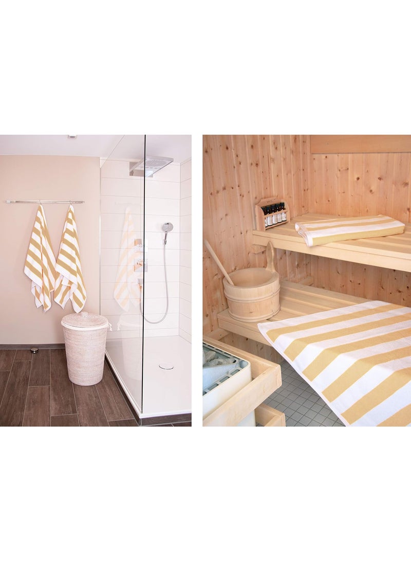 فابينني منشفتا شاطئ فاخرتان كبيرتان الحجم، 90×180 سم، منشفة حمام فاخرة مخططة، منشفة سبا كبيرة الحجم، مقاومة للرمال، منشفة فندقية 5 نجوم، بيج - Image 3