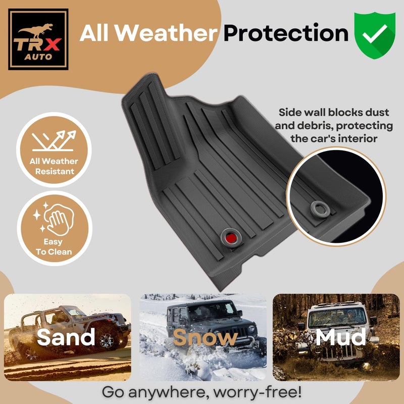  تي ار اكس اوتو سجادات أرضية سيارة TRX AUTO ثلاثية الأبعاد لسيارة تويوتا لاند كروزر LC300 من 2021 إلى 2025 مجموعة من 5 قطع مع سجادة صندوق السيارة (سجادة صندوق LC300) - Image 5