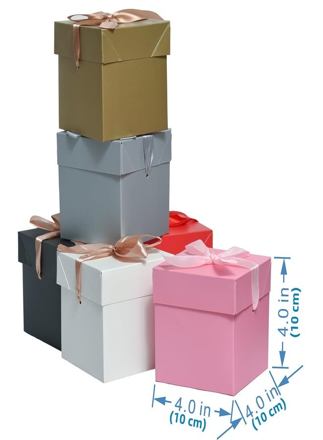 GP SUP 12 Pcs Mixed Color Gift Boxes with Lids, 6 Color Squared Boxes for Birthday Wedding Party (Multicolor, 4x4x4 Inch) - Image 3