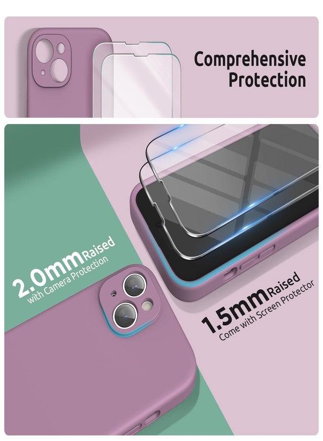 SURPHY Designed for iPhone 15 Case with Screen Protector and Lanyard, Phone Strap and Liquid Silicone Phone Case (Camera Protective + Soft Microfiber Lining) 6.1 inch 2023, Lilac Purple - Image 3