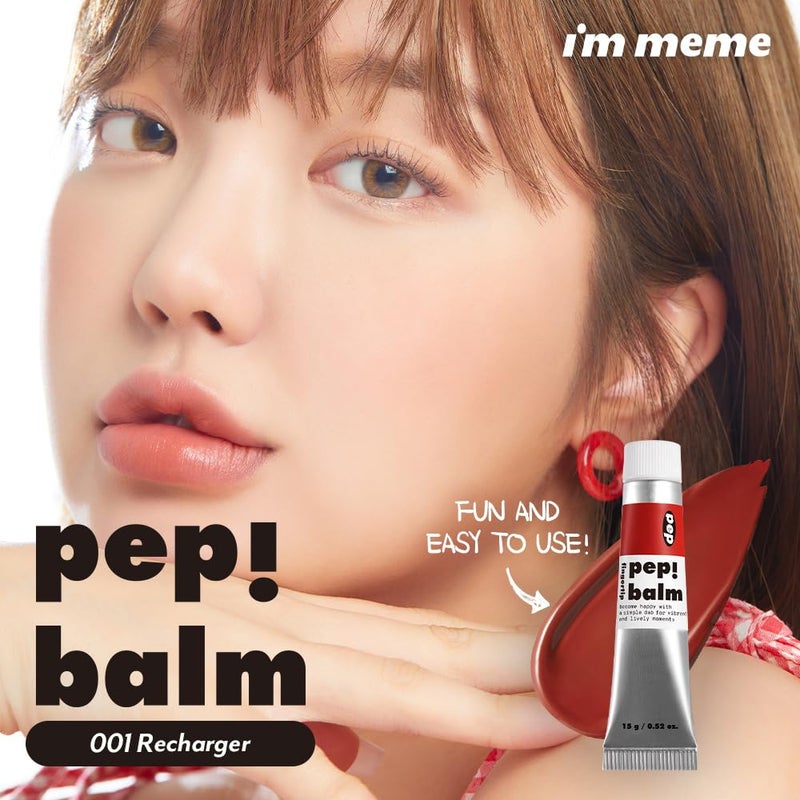 I'M MEME Lip and Cheek Tint - PepBalm 001 Recharger | Wtih Shea Butter, Gift, Liquid Blush, Travel-Friendly, Highly Pigmented, Non-Drying, Sheer Balm Gross Tint, 0.52 Oz - Image 2