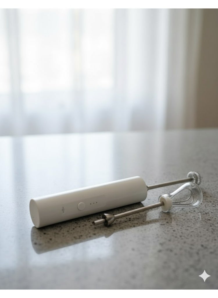 زوبا أداة خفق لبن، محمولة مع مضربين للبيض من فولاذ مقاوم للصدأ أداة خفق القهوة، خلاط صغير بـ3 سرعات قابلة للتعديل لكابتشينو ولاتيه وقهوة وبيض وشوكولاتة ساخنة، أبيض (يعمل ببطارية) - Image 2