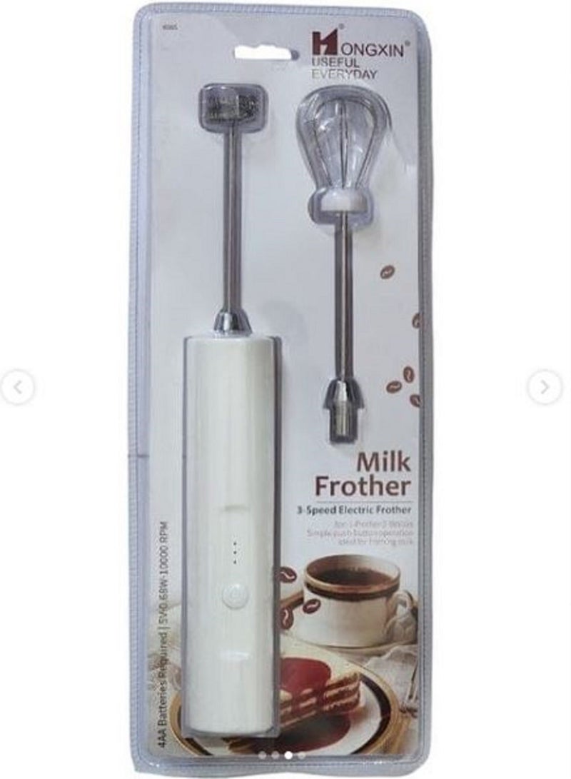 زوبا أداة خفق لبن، محمولة مع مضربين للبيض من فولاذ مقاوم للصدأ أداة خفق القهوة، خلاط صغير بـ3 سرعات قابلة للتعديل لكابتشينو ولاتيه وقهوة وبيض وشوكولاتة ساخنة، أبيض (يعمل ببطارية) - Image 1