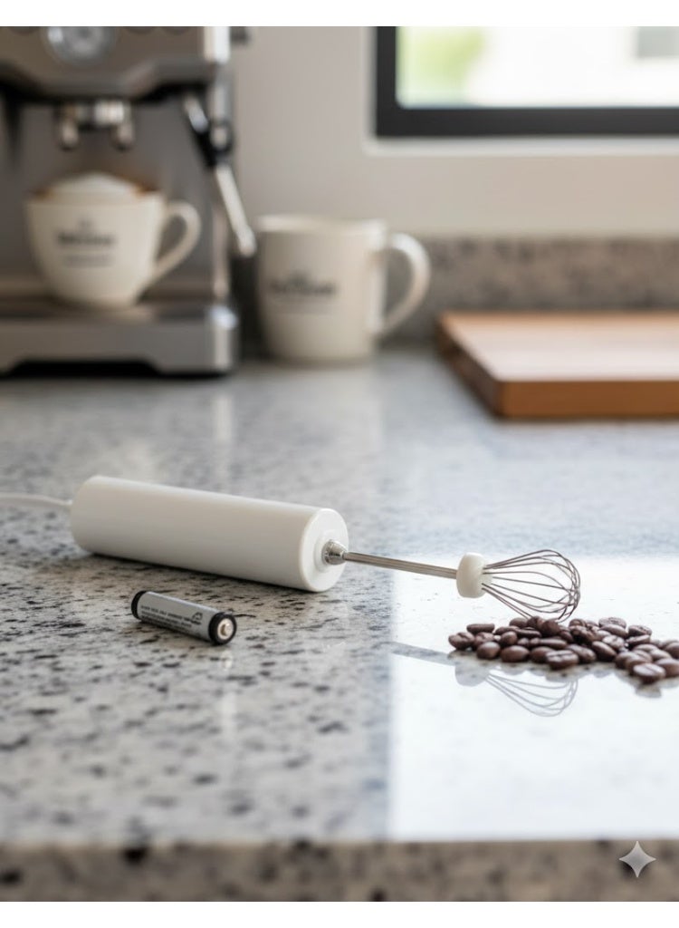 زوبا أداة خفق لبن، محمولة مع مضربين للبيض من فولاذ مقاوم للصدأ أداة خفق القهوة، خلاط صغير بـ3 سرعات قابلة للتعديل لكابتشينو ولاتيه وقهوة وبيض وشوكولاتة ساخنة، أبيض (يعمل ببطارية) - Image 3