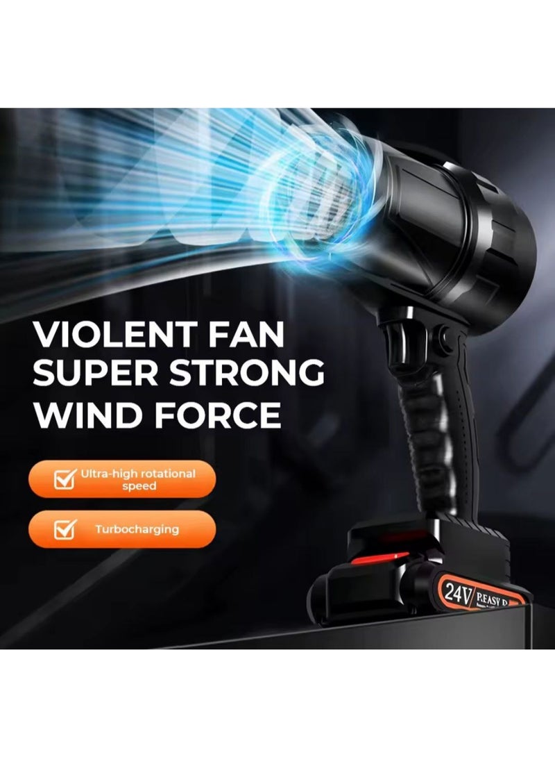 Jet Dry Mini Blower, 24V Turbo Cordless Leaf Blower, Lightweight Body, Turbine Motor for High-Speed Dust/Leaf Clearing​ Portable for Garden, Patio, Car & Camping (Big Turbojet) - 24V Cordless Portable Electric Air Blower - 12000 RPM Turbo Power for Car Cleaning and Drying, Multi-Purpose Air Dryer with Rechargeable Lithium Battery Ideal for Cleaning Dust, Leaves, and Grills - Image 5