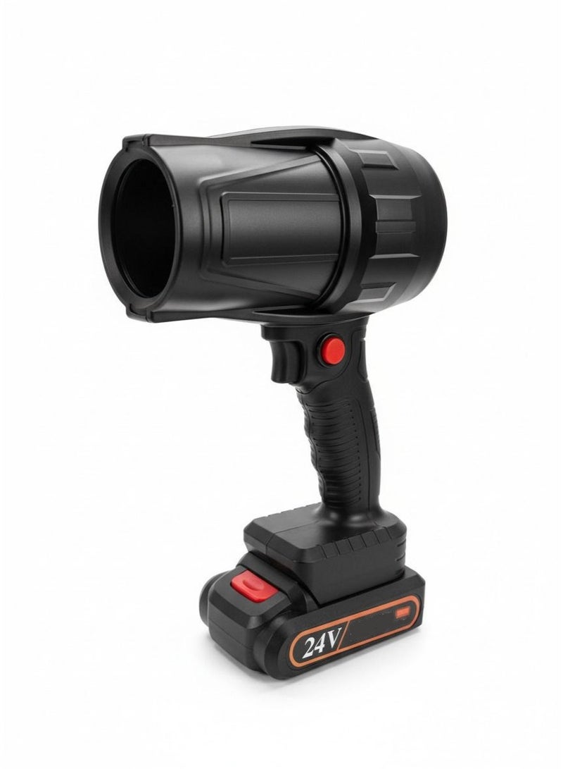 Jet Dry Mini Blower, 24V Turbo Cordless Leaf Blower, Lightweight Body, Turbine Motor for High-Speed Dust/Leaf Clearing​ Portable for Garden, Patio, Car & Camping (Big Turbojet) - 24V Cordless Portable Electric Air Blower - 12000 RPM Turbo Power for Car Cleaning and Drying, Multi-Purpose Air Dryer with Rechargeable Lithium Battery Ideal for Cleaning Dust, Leaves, and Grills - Image 1