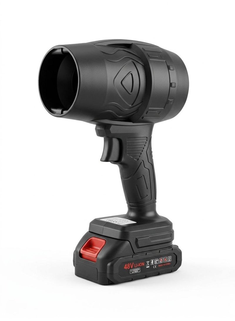 بلور لاسلكي ببطارية 48 فولت - بلاور محمول ببطارية قابلة للشحن مناسب للسيارة والمنزل سهل الاستخدام - منفاخ هواء كهربائي محمول لاسلكي 48 فولت – قوة توربو 12000 دورة/دقيقة لتنظيف السيارة وتجفيفها، مجفف هواء متعدد الاستخدامات مع بطارية ليثيوم قابلة لإعادة الشحن مثالي لتنظيف الغبار أوراق الشجر والشواء واشعال الفحم