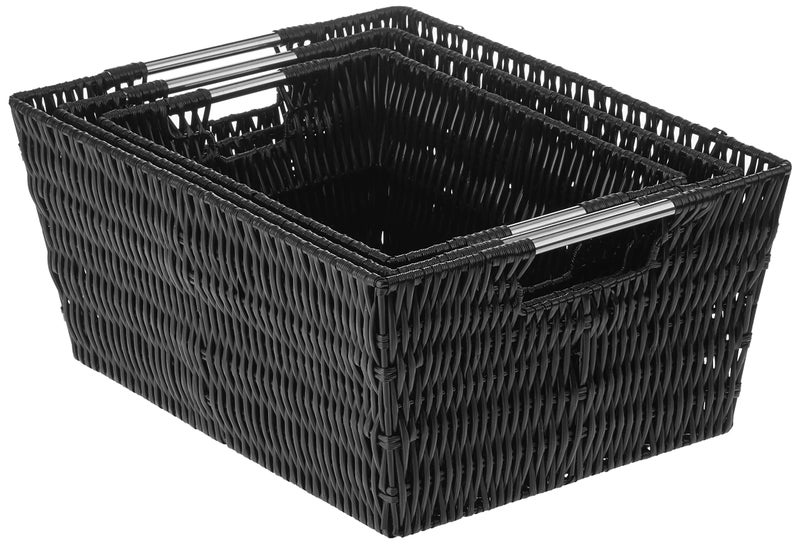 Whitmor Rattique Storage Baskets - Black - (3 Piece Set) - Image 2