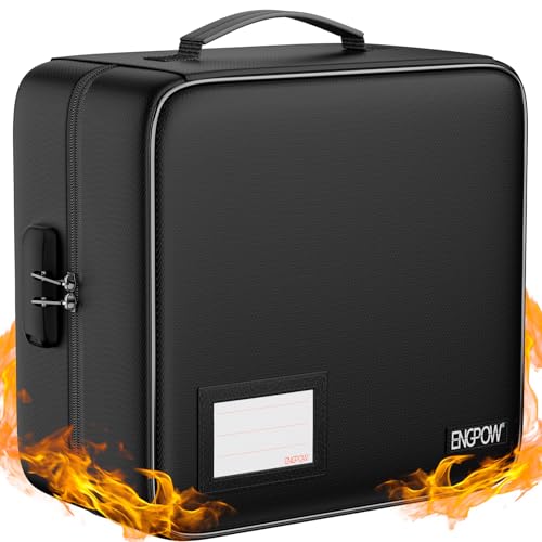 ENGPOW CDDVD Storage Case with LockFireproof CDDVD Case Binder400 Capacity CD Organizer Binder DVD Storage Holder with ZipperHandlePortable Storage Binder Safe for Home Office Travel CarBlack - Image 1
