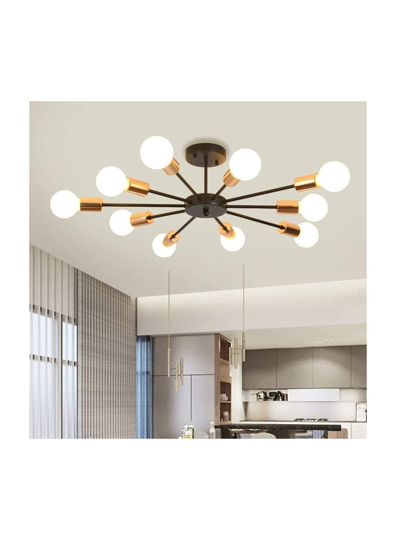 RATSAW 10 Light Sputnik Ceiling Light Adjustable Black Metal Ceiling Light Modern Industrial Chandelier Semi Flush Mount Ceiling Light for Living Room Bedroom Bulbs Not Included - Image 1