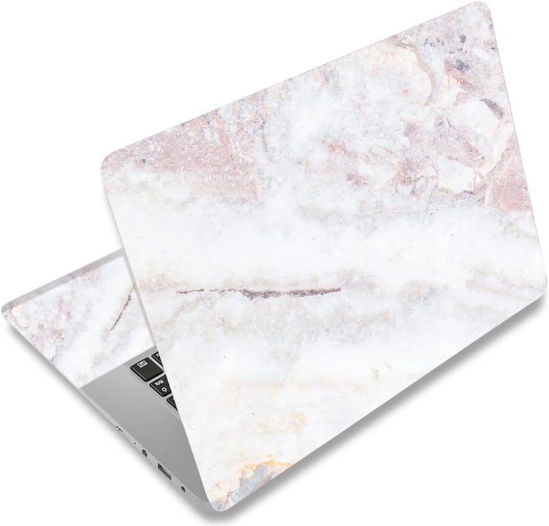 ICOLOR Laptop Skin Sticker Decal 12 13 13.3 14 15 15.4 15.6 inch Personalized Universal Notebook Vinyl Skin Stickers Cover Art Decal Computer Protector (White Marble) - Image 1