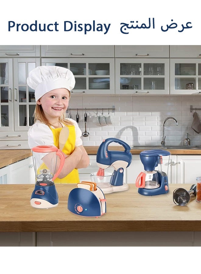 شبيلي مجموعة ألعاب أجهزة المطبخ 36 قطعة للأطفال 3+، تشمل ماكينة قهوة، خلاط، خلاط كهربائي، محمصة مع ضوء وصوت واقعي، هدية عيد ميلاد للبنات والأولاد، ألعاب تعليمية خالية من BPA، لعب تخيلي - Image 3