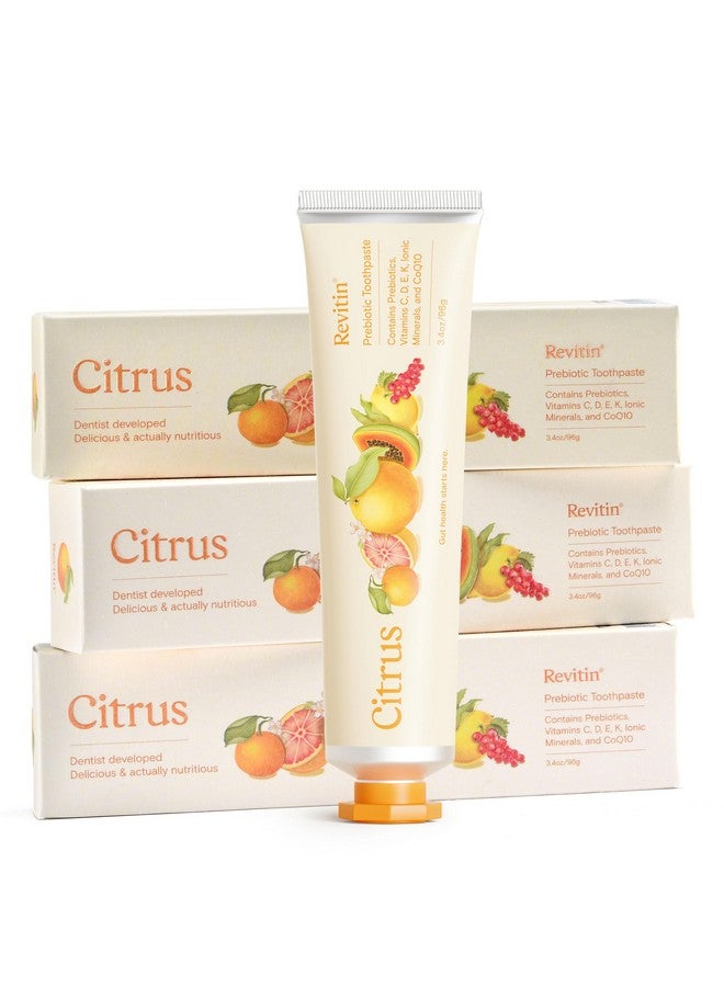 Revitin Revitin Toothpaste | Fluoride-Free Prebiotic Citrus Tooth Gel | No SLS, Gluten Free, Dye Free, GMO Free, No Sweeteners | Non-Toxic, Kid Approved, Pack of 3  - Image 1