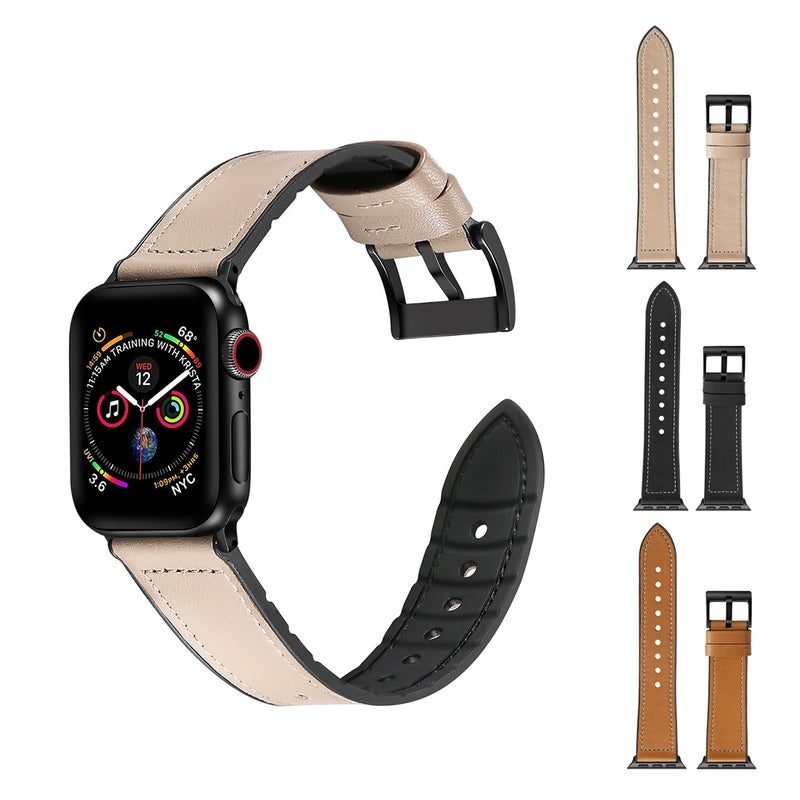 Solid Color TPU + Stainless Steel Watch Band for Apple Watch Series 3 & 2 & 1 42mm (Black)