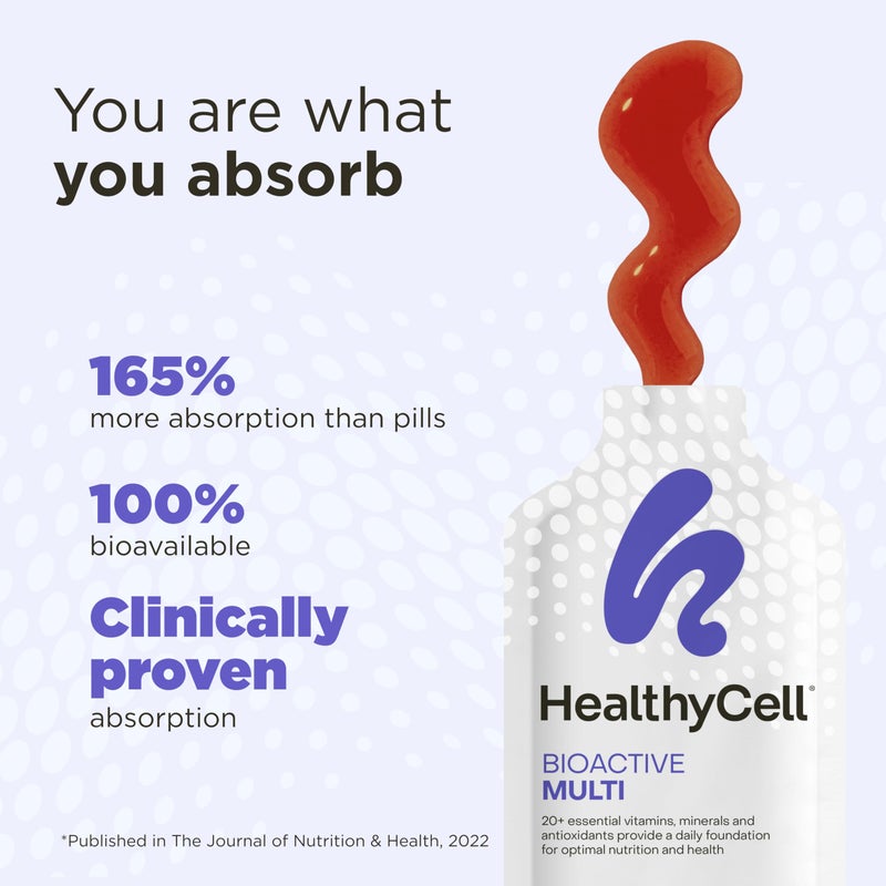Healthycell Bioactive Multi - Liquid Multivitamin for Men and Women - One A Day Vitamin for Brain, Heart, Immunity, Energy, Skin, and Hair Support - Maximum Absorption - 30 Gel Packs - Image 3