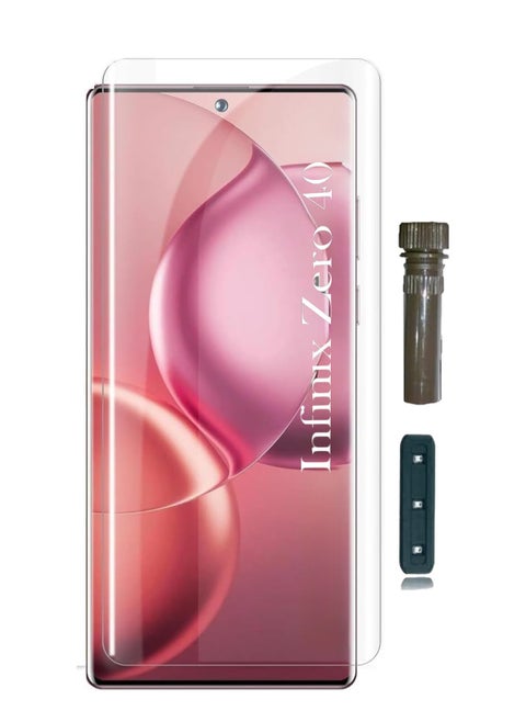 Infinix Zero 30 /Infinix Zero 40 Screen Protector Tempered Glass,3D Curved Edge High Definition 9H Hardness Case Friendly Full Glue Screen Protector For Infinix Zero 40 (UV Clear)