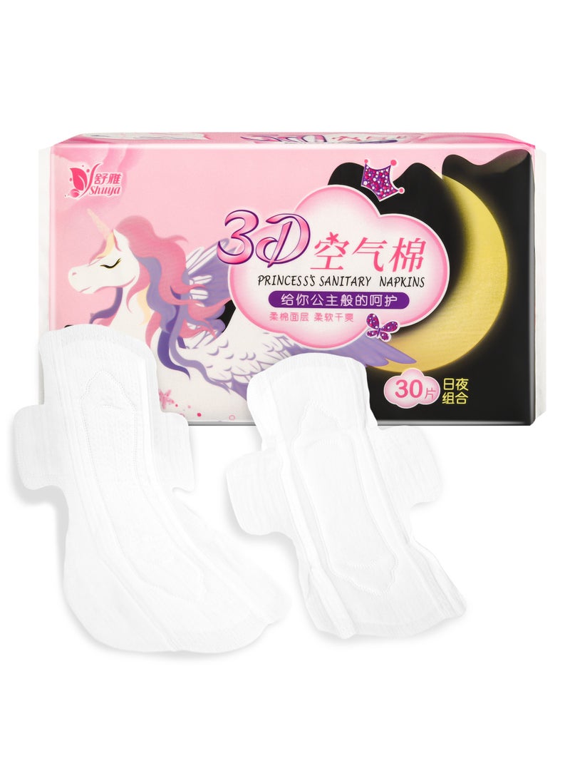 SHUYA Shuya 3D Air Cotton Sanitary Napkin Day and Night Combination Bag 30pcs(Day 22pcs+Night 8pcs) - Image 1