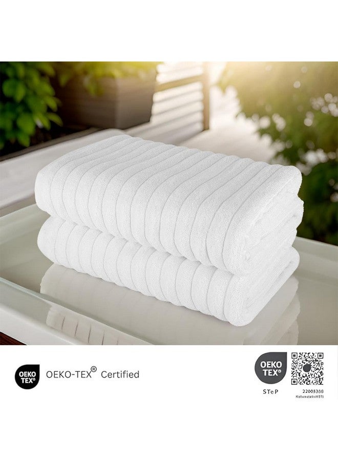 Classic Turkish Towels Classic Turkish Towels CTT - Premium 2 Piece Jumbo Bath Sheets, 100% Turkish Cotton, Absorbent & Ultra Comfy Bath Towel Sheets for Hotels & Spa | 40"x65" (White)  - Image 3