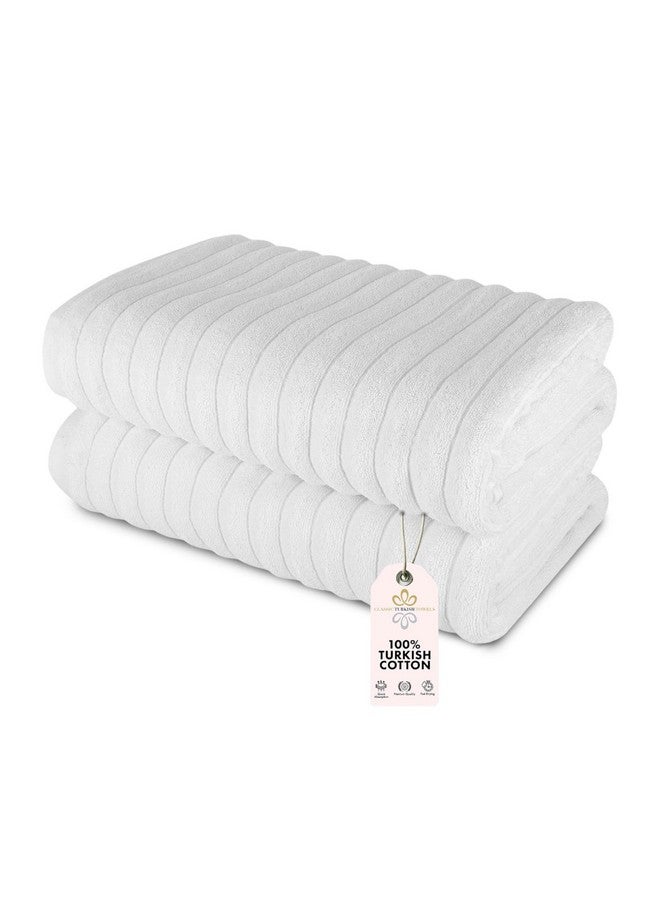 Classic Turkish Towels Classic Turkish Towels CTT - Premium 2 Piece Jumbo Bath Sheets, 100% Turkish Cotton, Absorbent & Ultra Comfy Bath Towel Sheets for Hotels & Spa | 40"x65" (White)  - Image 1
